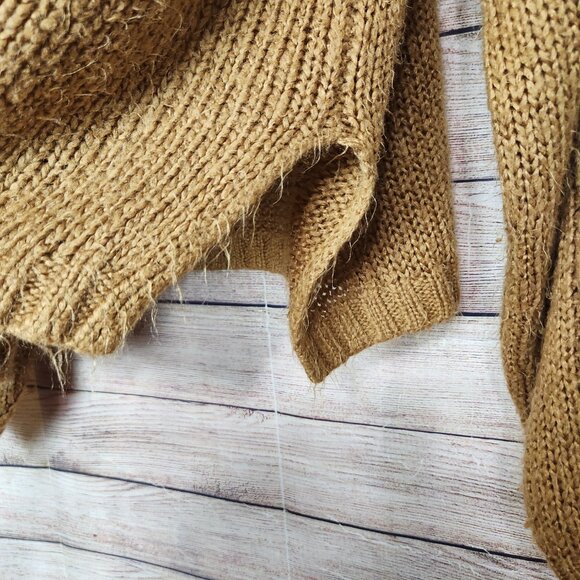 Wooden Ships Sweater Mohair Wool Cable Knit Brown Women's Size M/L - Picture 6 of 14